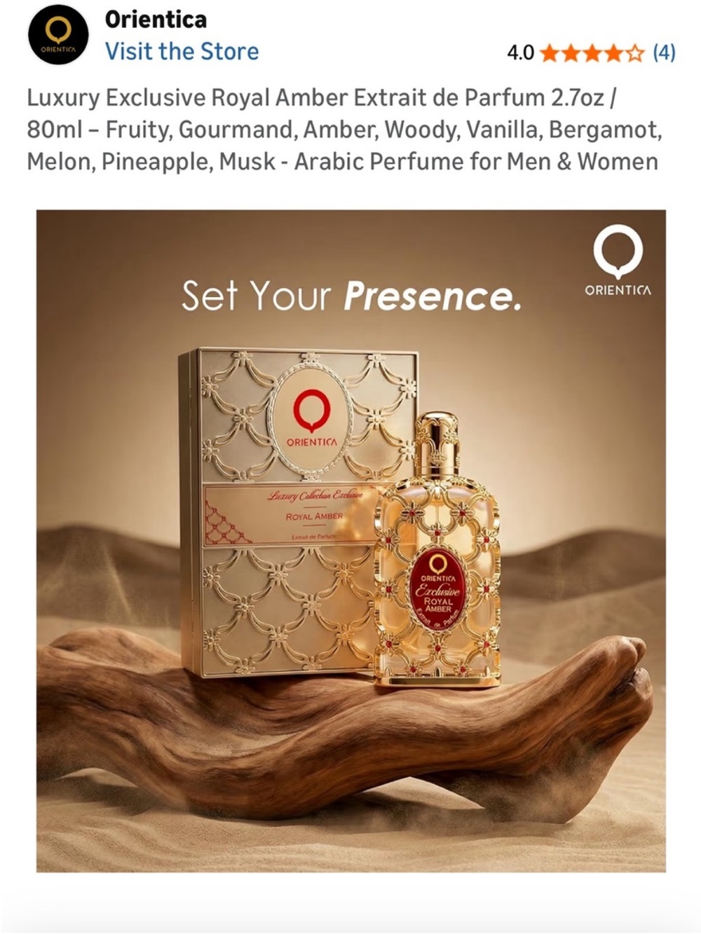 Orientica Royal Amber Extrait de Parfum - Gold & Red Bottle